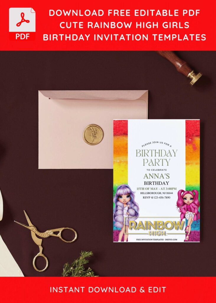 Invitation Template of (Free Editable PDF) Lovely Rainbow High Birthday Invitation Templates 9