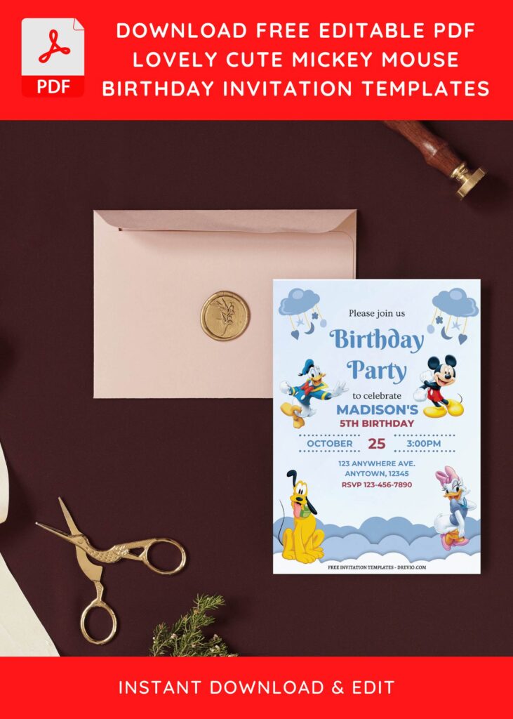 Invitation Template of (Free Editable PDF) Lovely Cute Mickey Mouse Birthday Invitation Templates 9