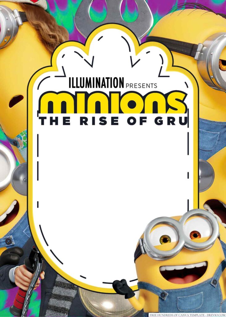 Invitation Template of 22+ Minions The Rise Of Gru Canva Birthday Invitation Templates 1