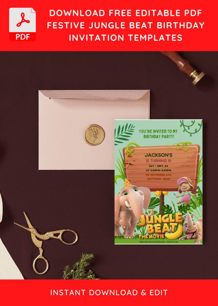 Invitation Template of (Free Editable PDF) Jungle Beat The Movie Birthday Invitation Templates 9