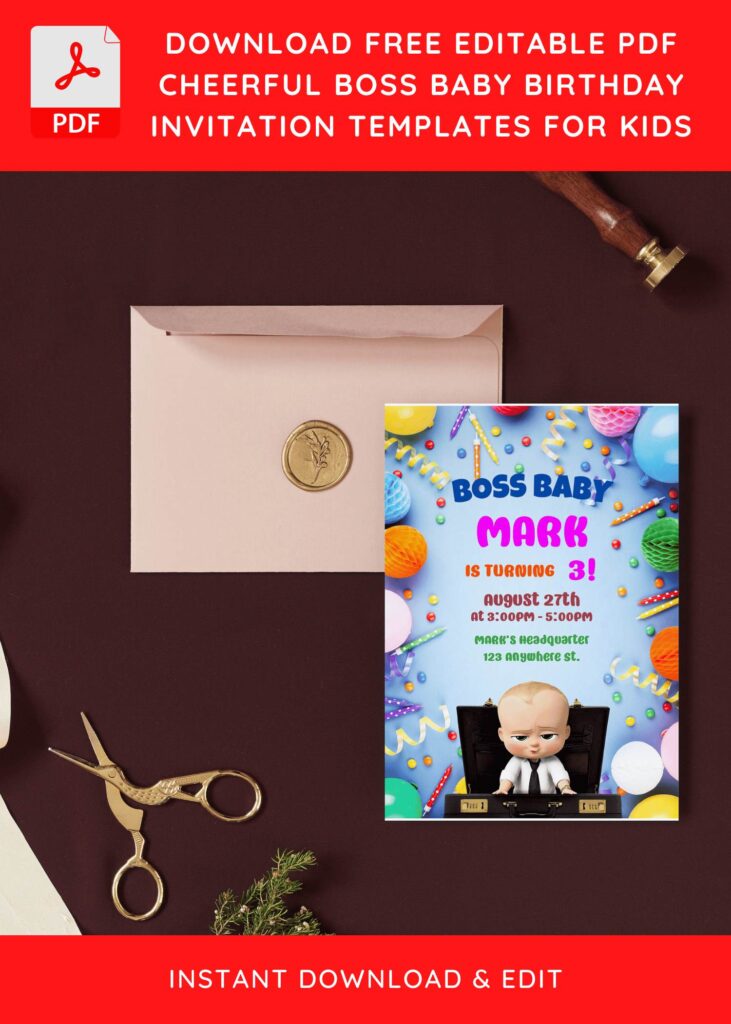 Invitation Template of (Free Editable PDF) Get Ready To Party Like Boss Baby Birthday Invitation Templates 9