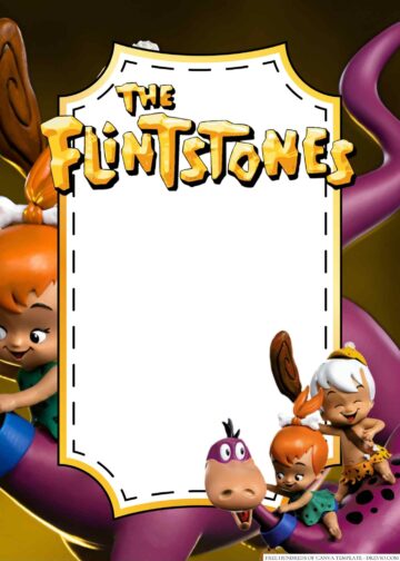 20+ The Flintstones’ Kids Canva Birthday Invitation Templates ...