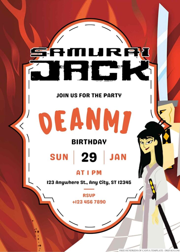 Samurai Jack Birthday Invitation