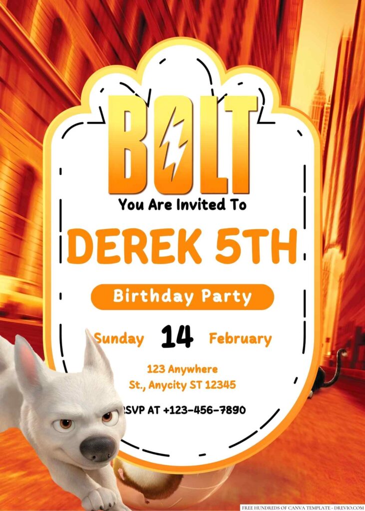 Disney's Bolt Birthday Invitation