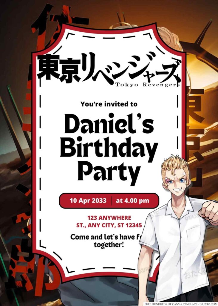 Tokyo Revengers Birthday Invitation