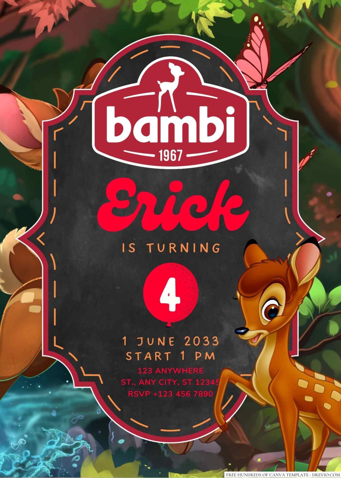 Bambi Birthday Invitation Download Hundreds FREE PRINTABLE Birthday