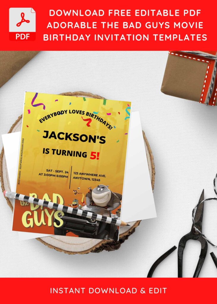 Invitation Template of (Free Editable PDF) The Bad Guys Birthday Invitation Templates 8