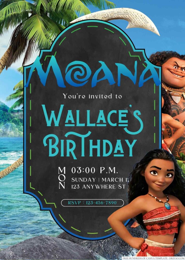 Moana Birthday Invitation