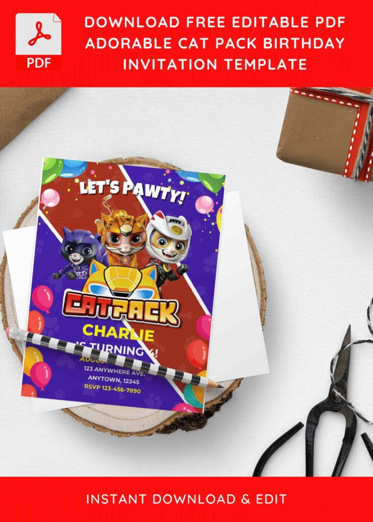 Invitation Template of (Free Editable PDF) Cheerful Cat Pack PAW Patrol Birthday Invitation Templates 4