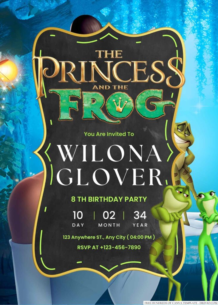 The Princess and the Frog Birthday Invitation