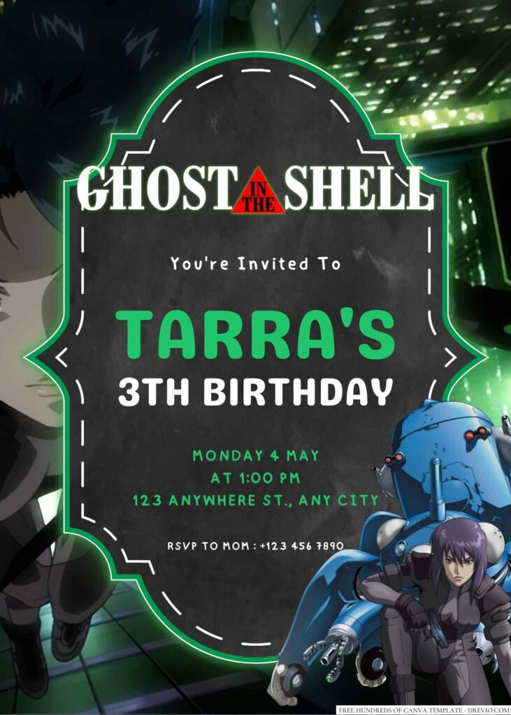 Ghost in the Shell Birthday Invitation