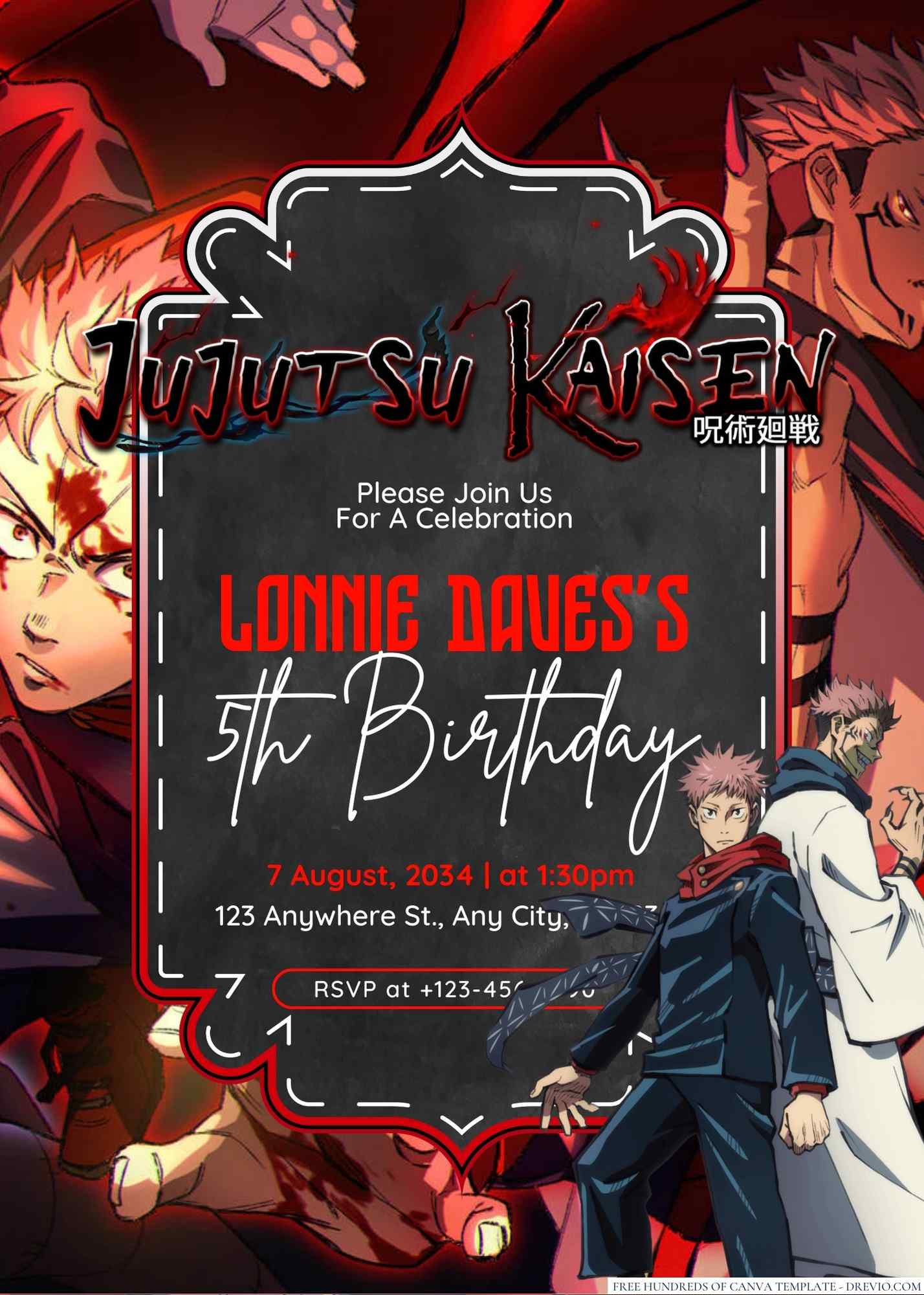 Jujutsu Kaisen Birthday Invitation Download Hundreds Free Printable