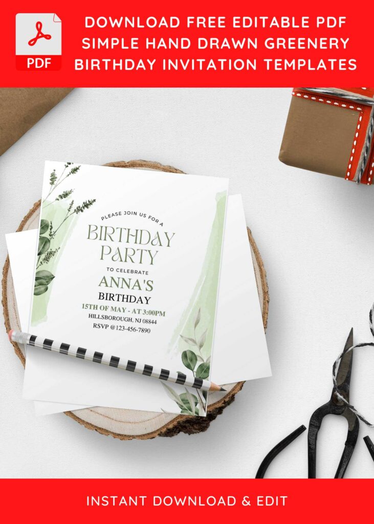 Invitation Template of (Free Editable PDF) Dusty Bohemian Greenery Birthday Invitation Templates 9