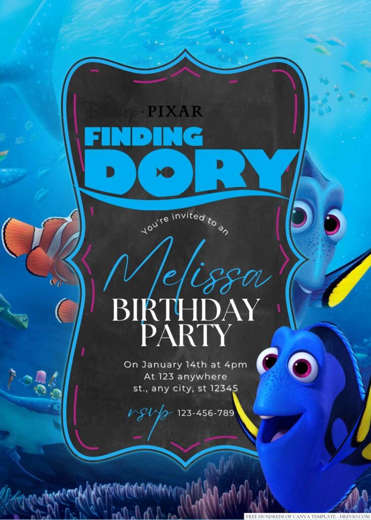 Finding Dory Birthday Invitation