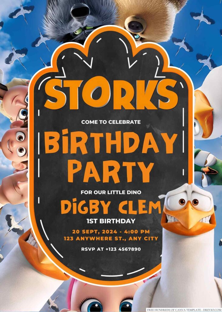 Storks Birthday Invitation