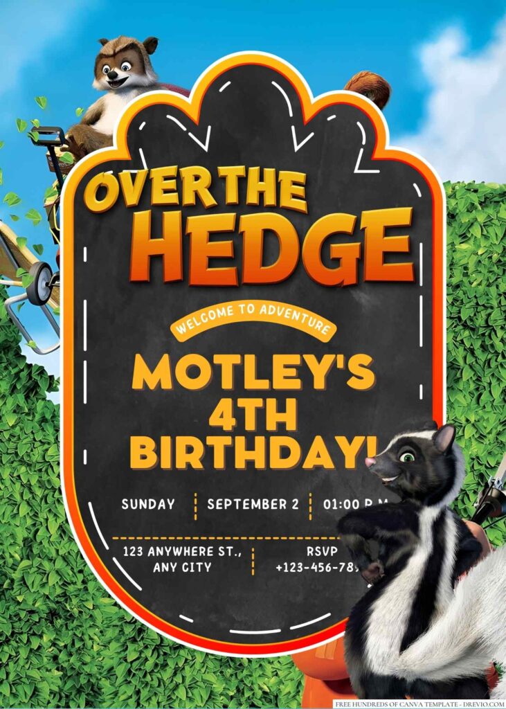 Over the Hedge Birthday Invitation