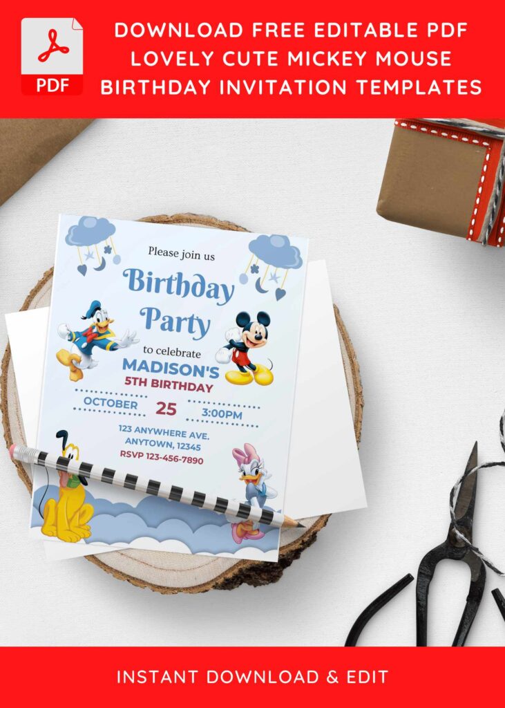 Invitation Template of (Free Editable PDF) Lovely Cute Mickey Mouse Birthday Invitation Templates 8