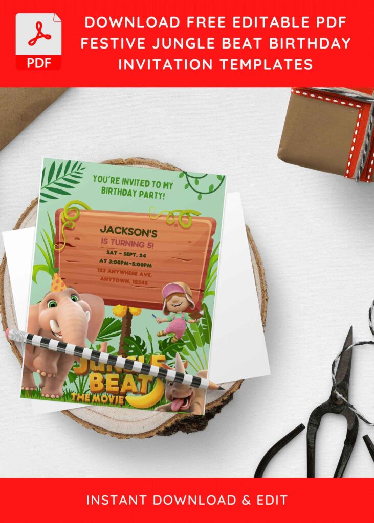 Invitation Template of (Free Editable PDF) Jungle Beat The Movie Birthday Invitation Templates 8