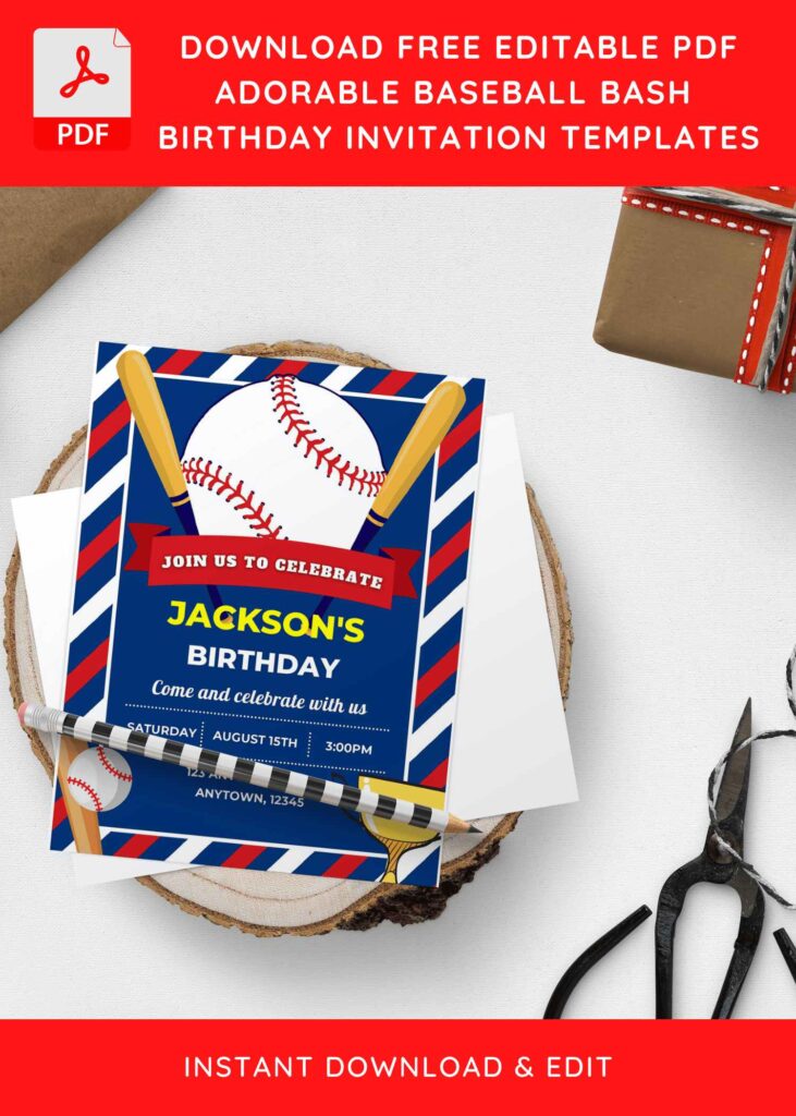 (Free Editable PDF) Baseball MVP Birthday Invitation Templates with editable format