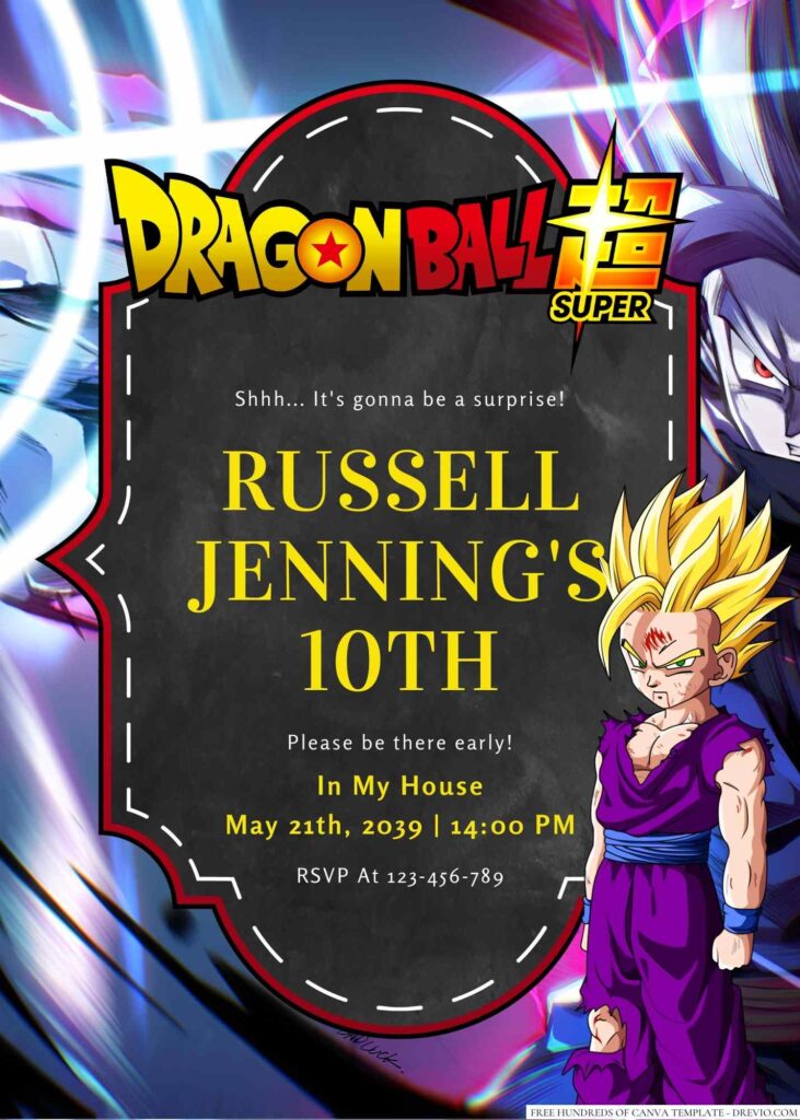 Dragon Ball Super Birthday Invitation 