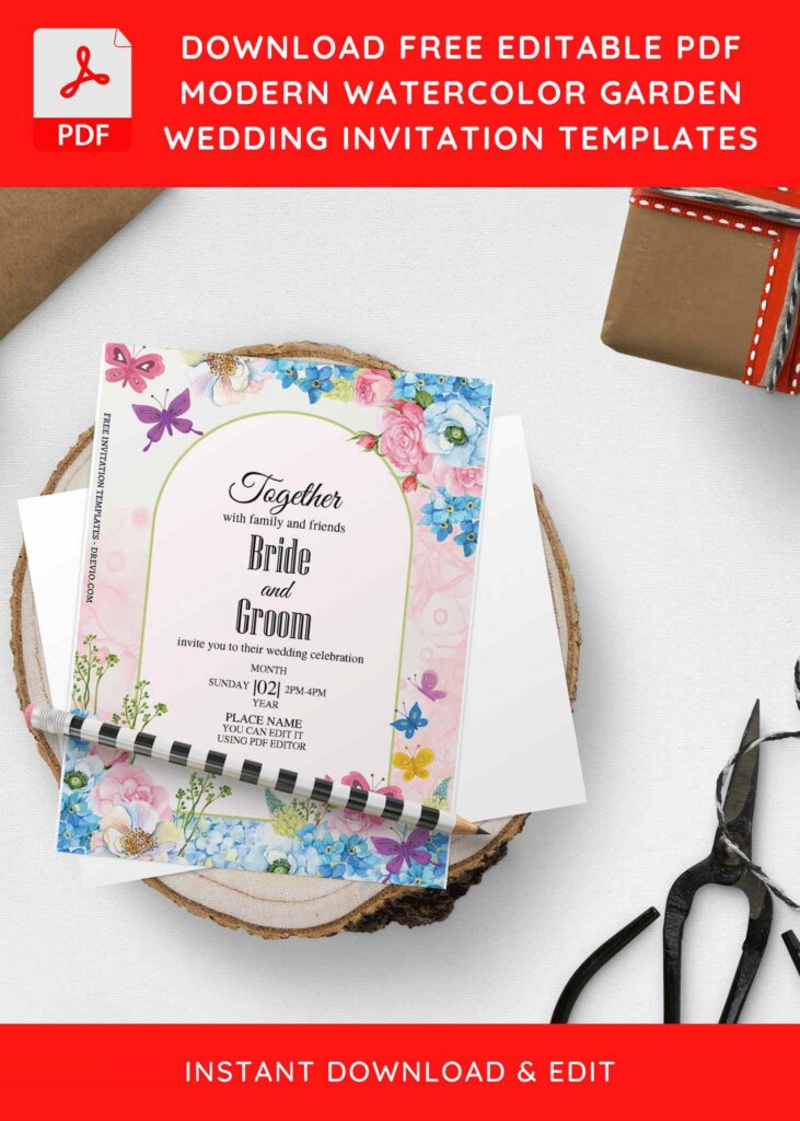 Invitation Template of (Free Editable PDF) Gorgeous Butterfly Garden Wedding Invitation Templates 1