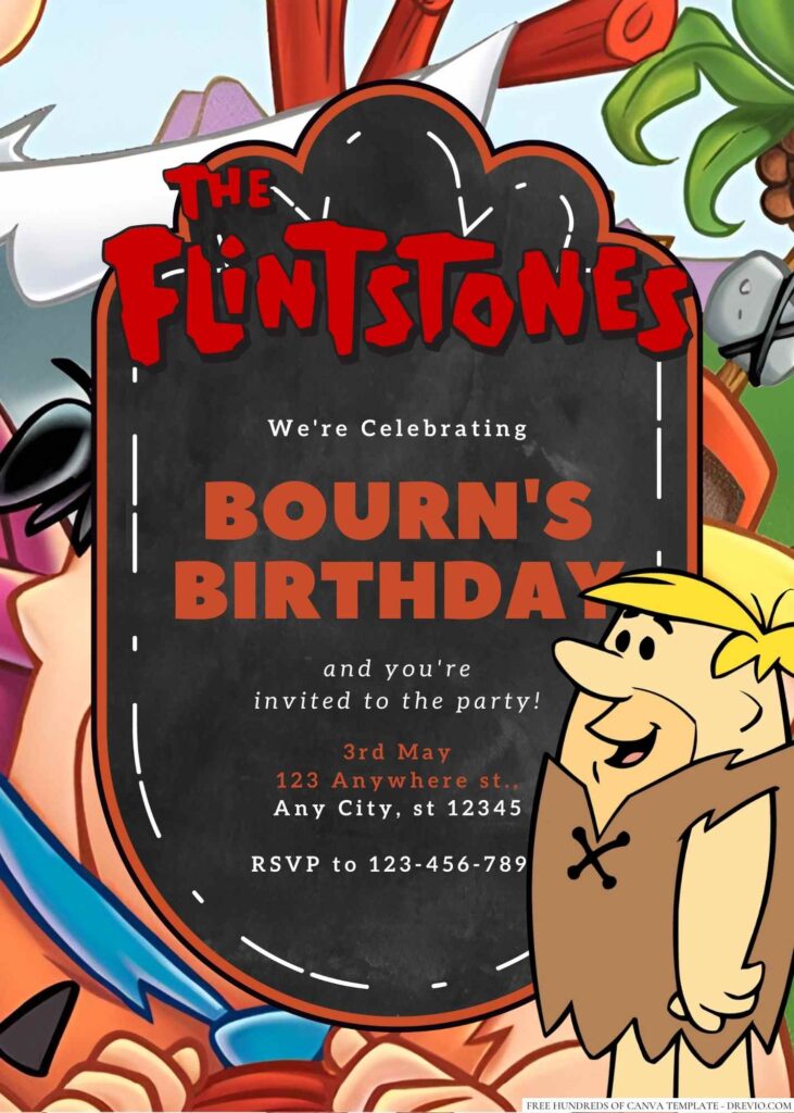 Barney Rubble Birthday Invitation