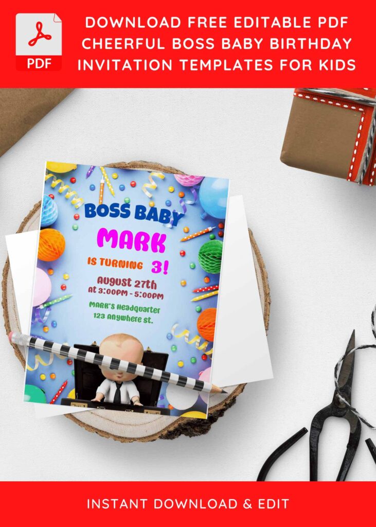 Invitation Template of (Free Editable PDF) Get Ready To Party Like Boss Baby Birthday Invitation Templates 8