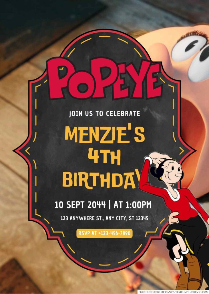 Olive Oyl Birthday Invitation