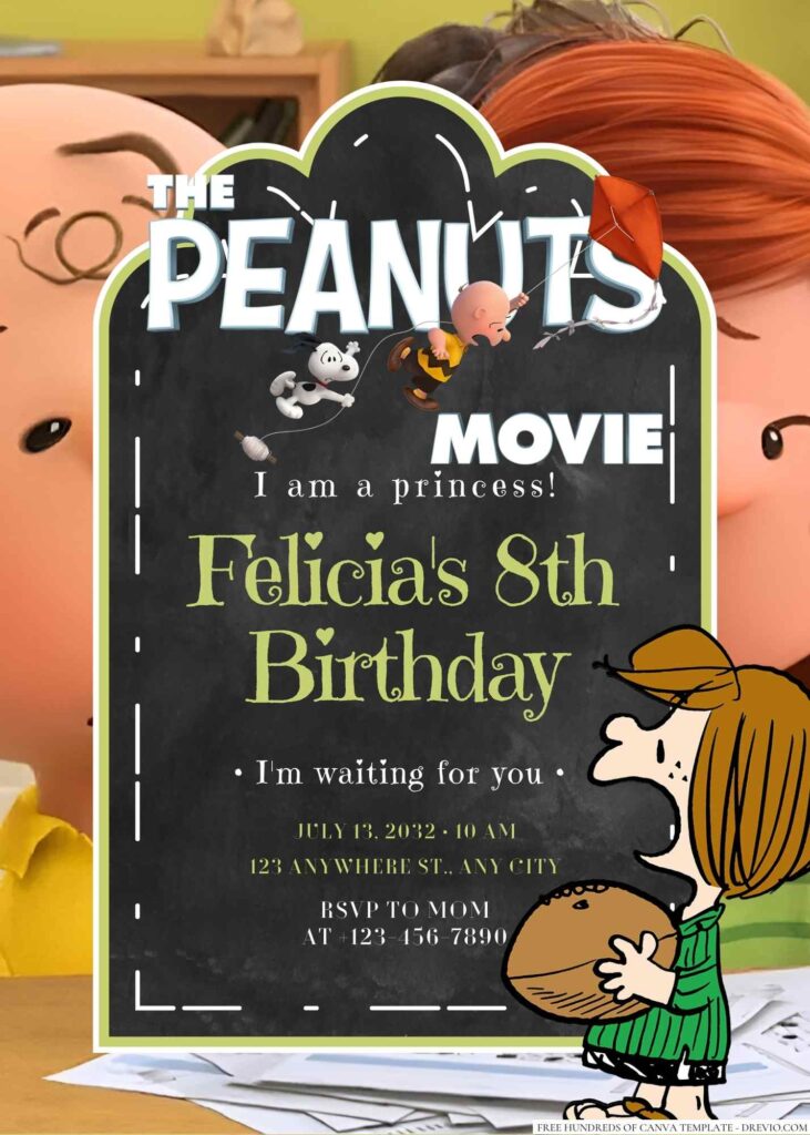 Peppermint Patty Birthday Invitation