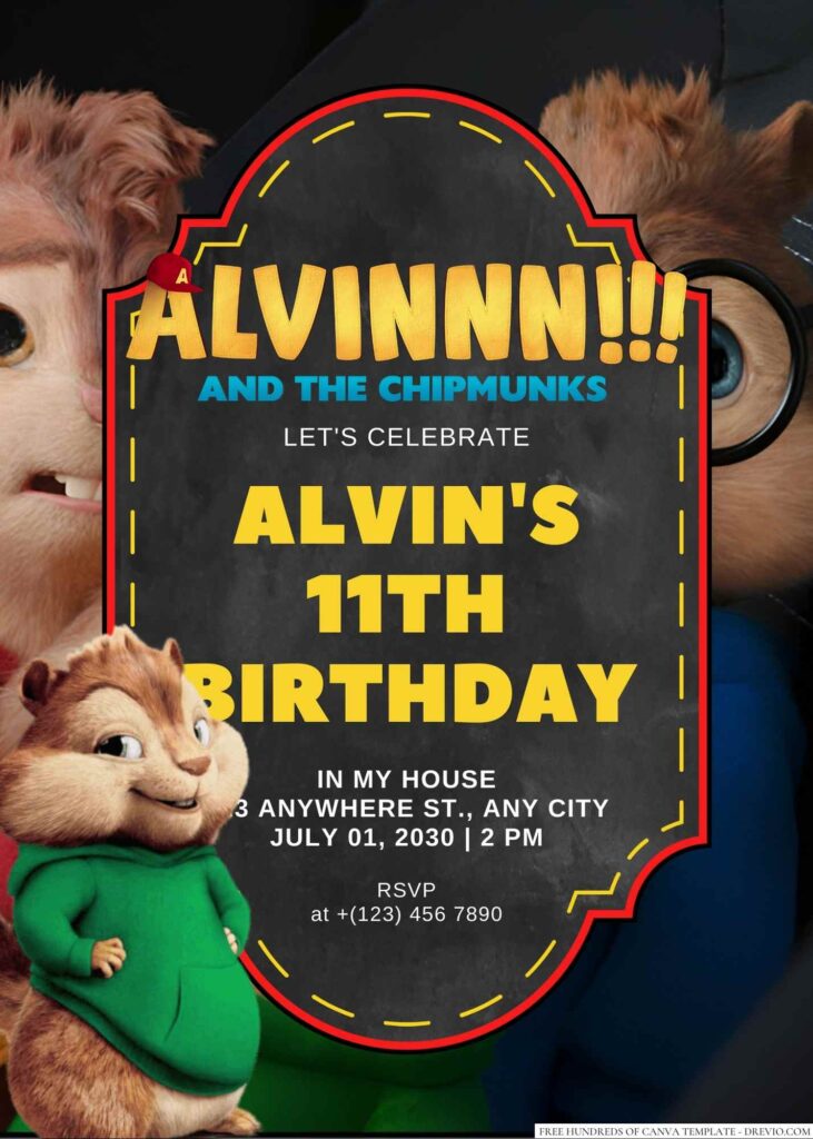 Alvin and the Chipmunks Birthday Invitation