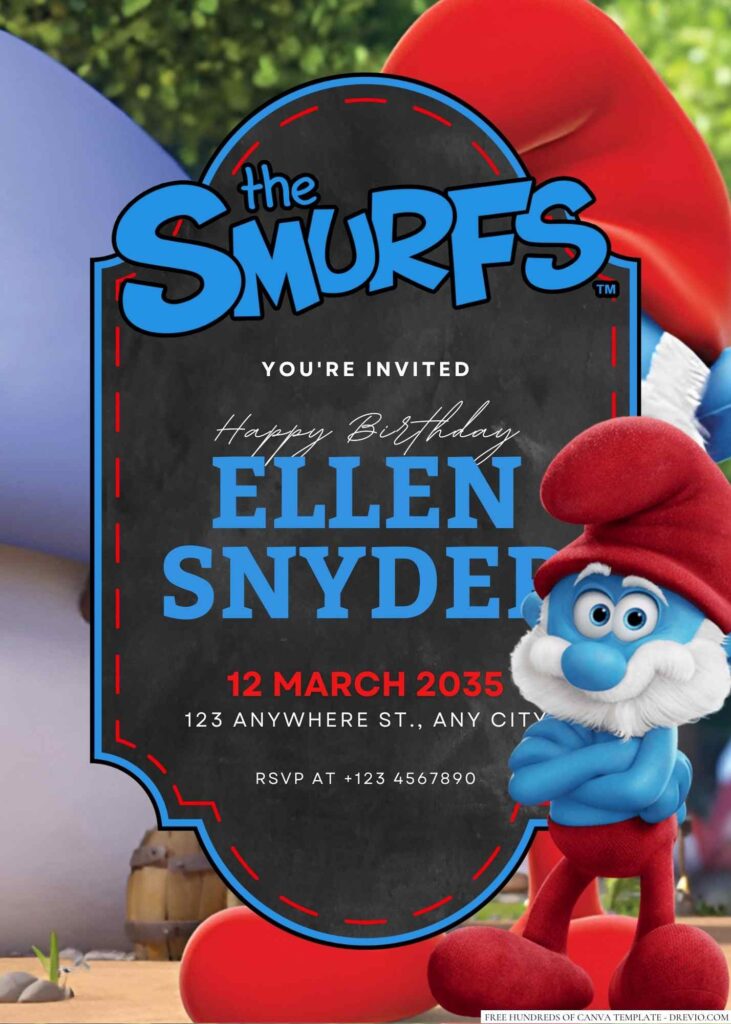 Papa Smurf Birthday Invitation