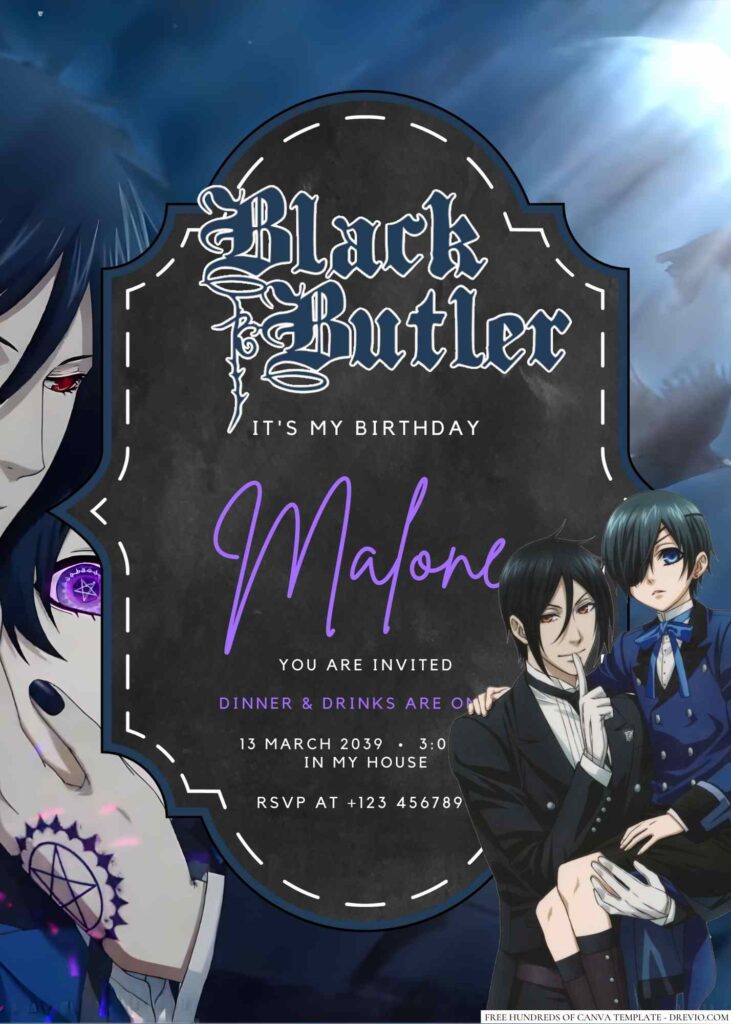 Black Butler Birthday Invitation 