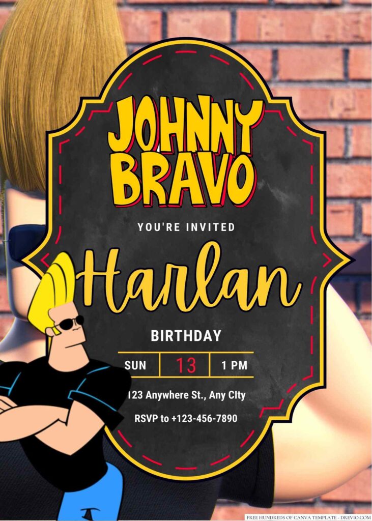 Johnny Bravo Birthday Invitation