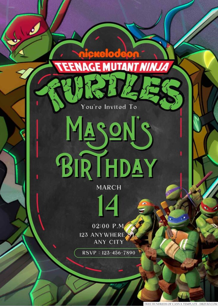 Teenage Mutant Ninja Turtles Birthday Invitation