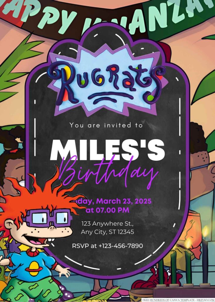 Rugrats (Tommy, Chuckie, Phil, Lil, and Angelica) Birthday Invitation