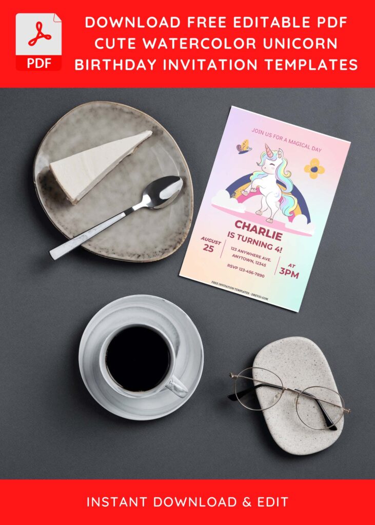 Invitation Template of (Free Editable PDF) Beautiful Magical Unicorn Birthday Invitation Templates 3