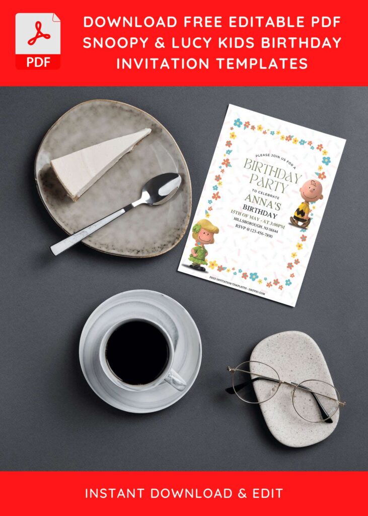 Invitation Template of (Free Editable PDF) Snoopy And Lucy Birthday Invitation Templates 8