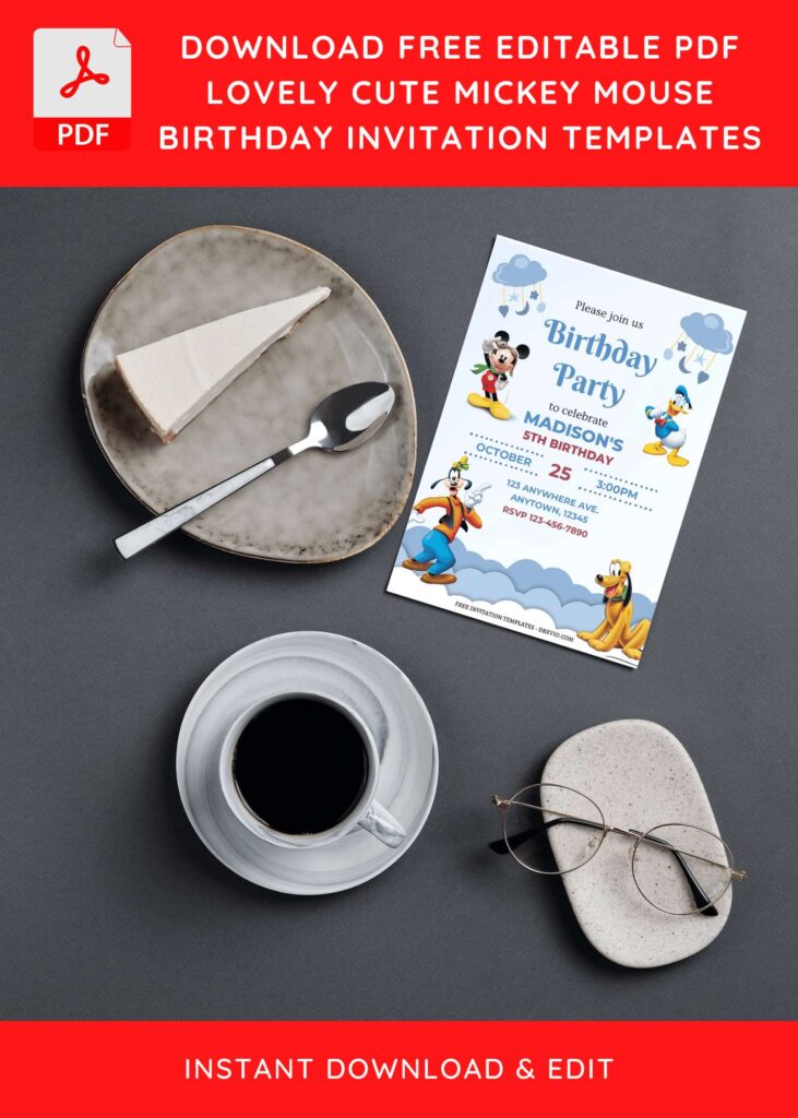 Invitation Template of (Free Editable PDF) Lovely Cute Mickey Mouse Birthday Invitation Templates 7