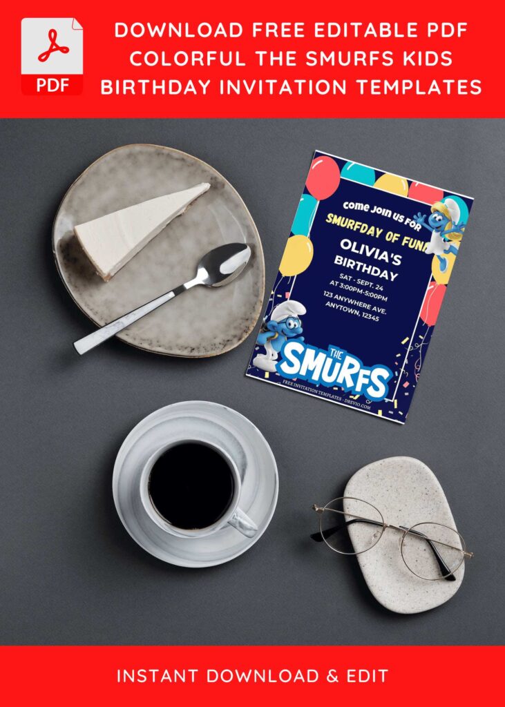 Invitation Template of (Free Editable PDF) Cheerful Smurfs Birthday Invitation Templates 7