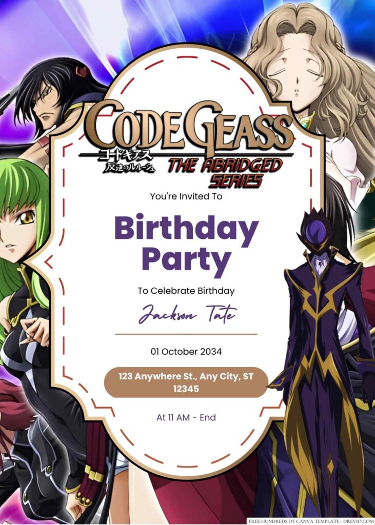 Code Geass Birthday Invitation 