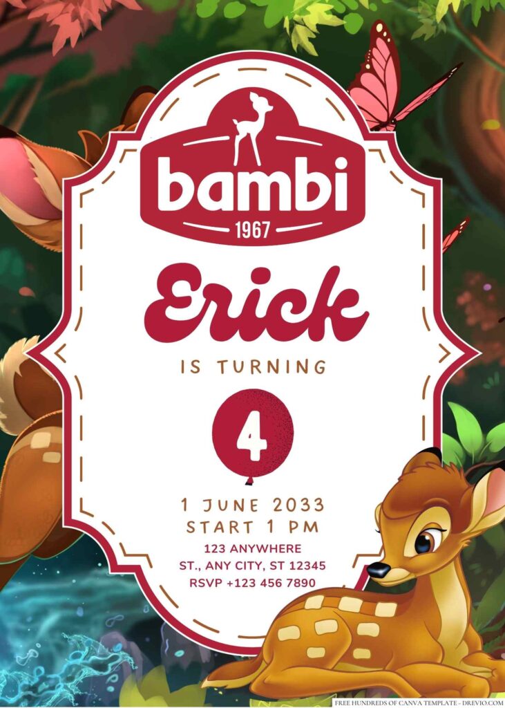 Bambi Birthday Invitation