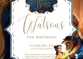 Beauty and the Beast Birthday Invitation