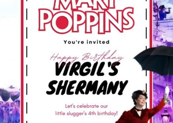 Mary Poppins Birthday Invitation