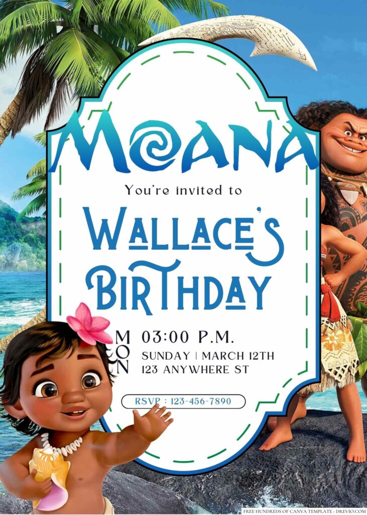 Moana Birthday Invitation