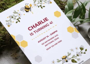 (Free Editable PDF) Cute Bumble Bee Birthday Invitation Templates