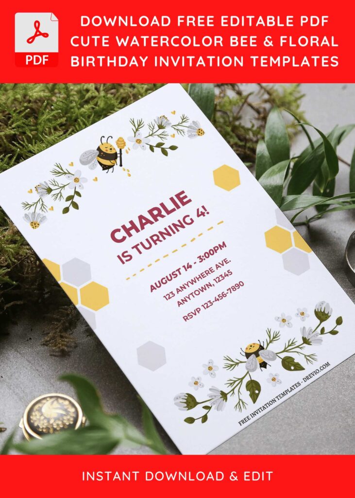 Invitation Template of (Free Editable PDF) Cute Bumble Bee Birthday Invitation Templates 4