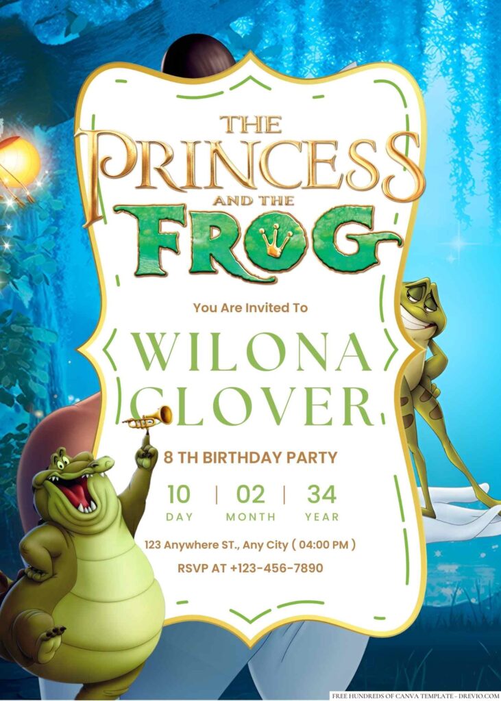 The Princess and the Frog Birthday Invitation