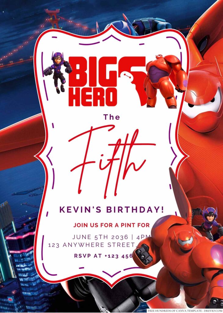 Big Hero 6 Birthday Invitation