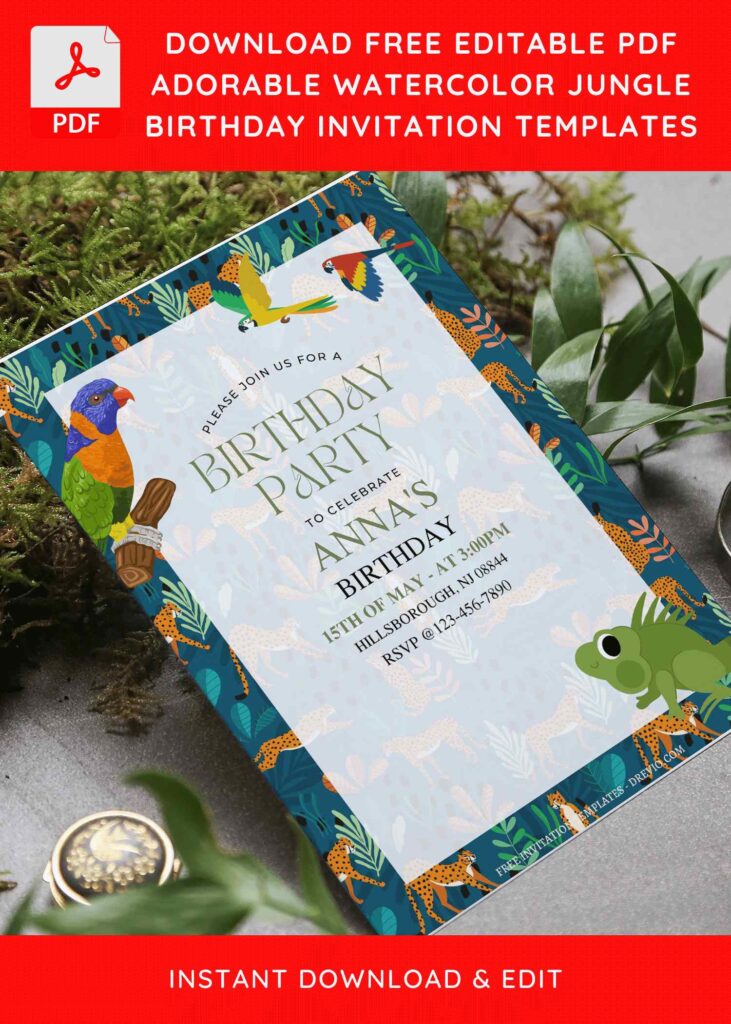 Invitation Template of (Free Editable PDF) Chic Jungle Animal Birthday Invitation Templates 6