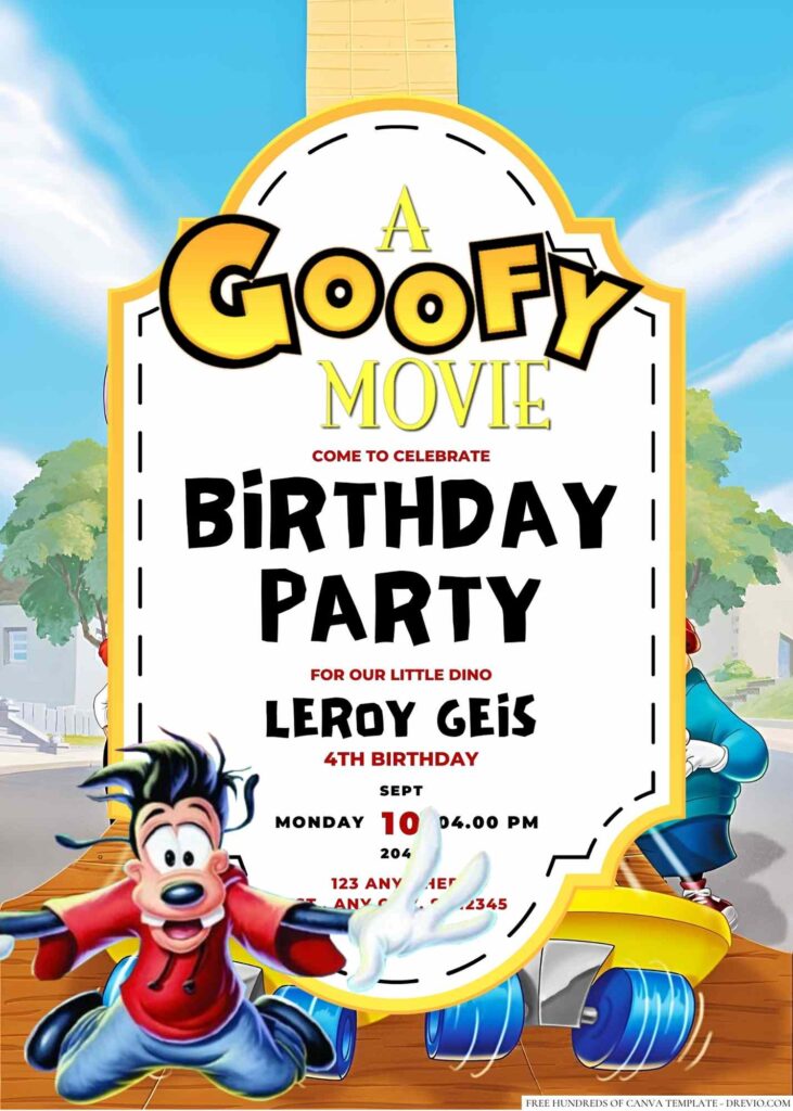 A Goofy Movie Birthday Invitation